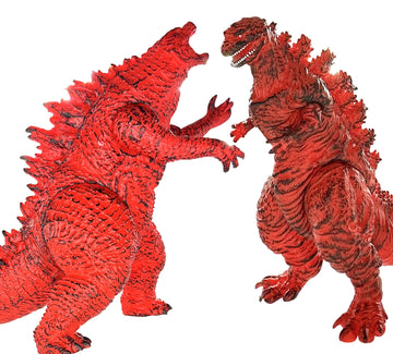 Twcare Set Of 2 Godzilla Legendary Fire Shin Figure Flaming King Of The Monsters Toys, Movable Joints Burning Action Movie Serie