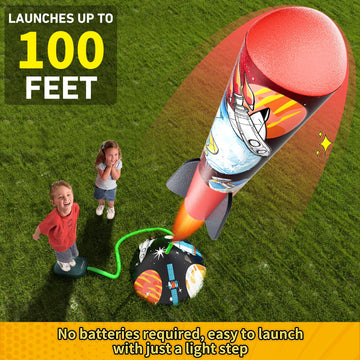 Otoseth Toys Rocket Launcher For Kids - Launch Up To 100 Ft, 8 Multi-Color Foam Rockets & Adjustable Launch Stand, Kids Outdoor