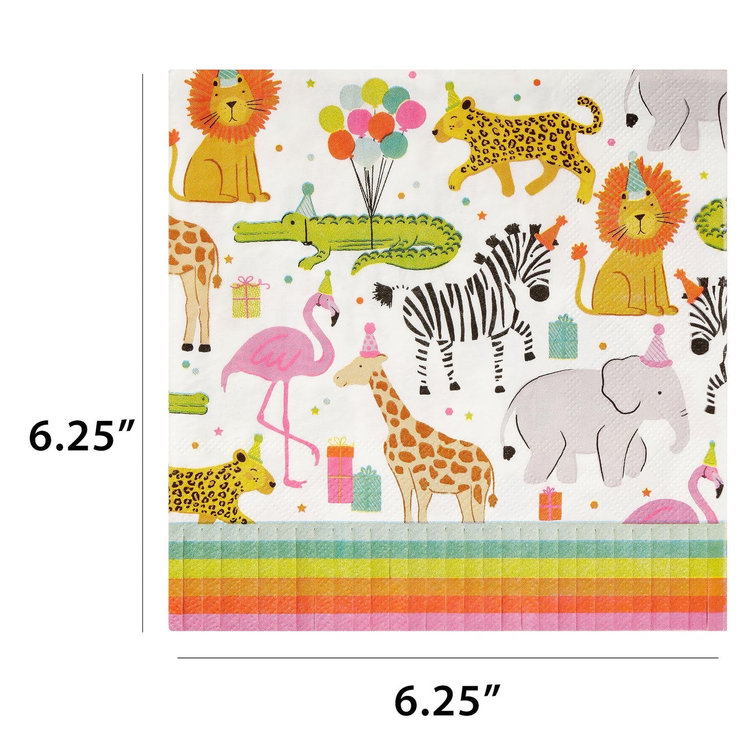 C.R. Gibson Party Animal Fringe Lunch Napkins, 20 Count (Pack of 1) (TW7-25362)