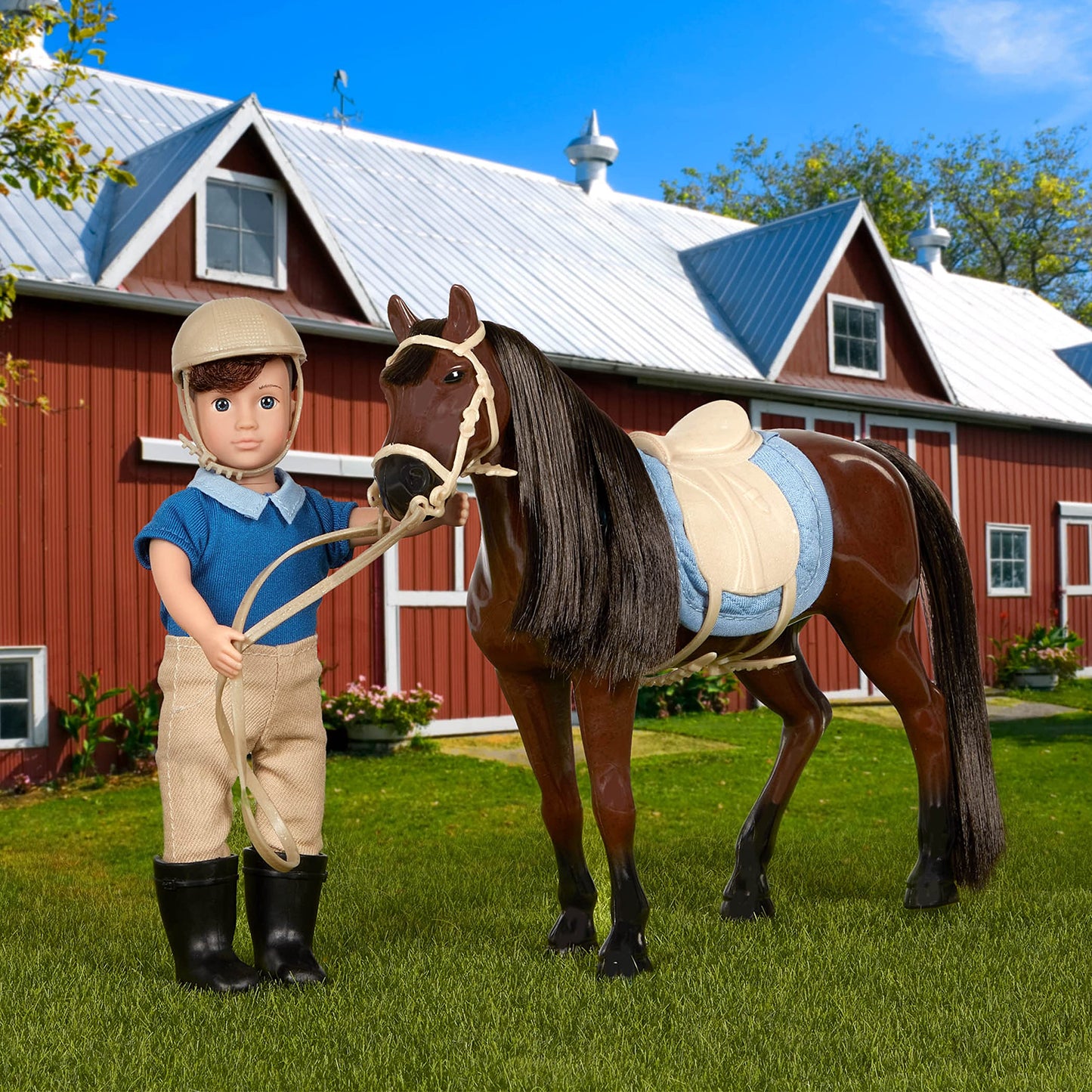 Lori Dolls Mini Boy Doll & Toy Horse Set - 6-inch Brian & Barnaby, Brown, Includes Clothes & Accessories - Model LO31235Z
