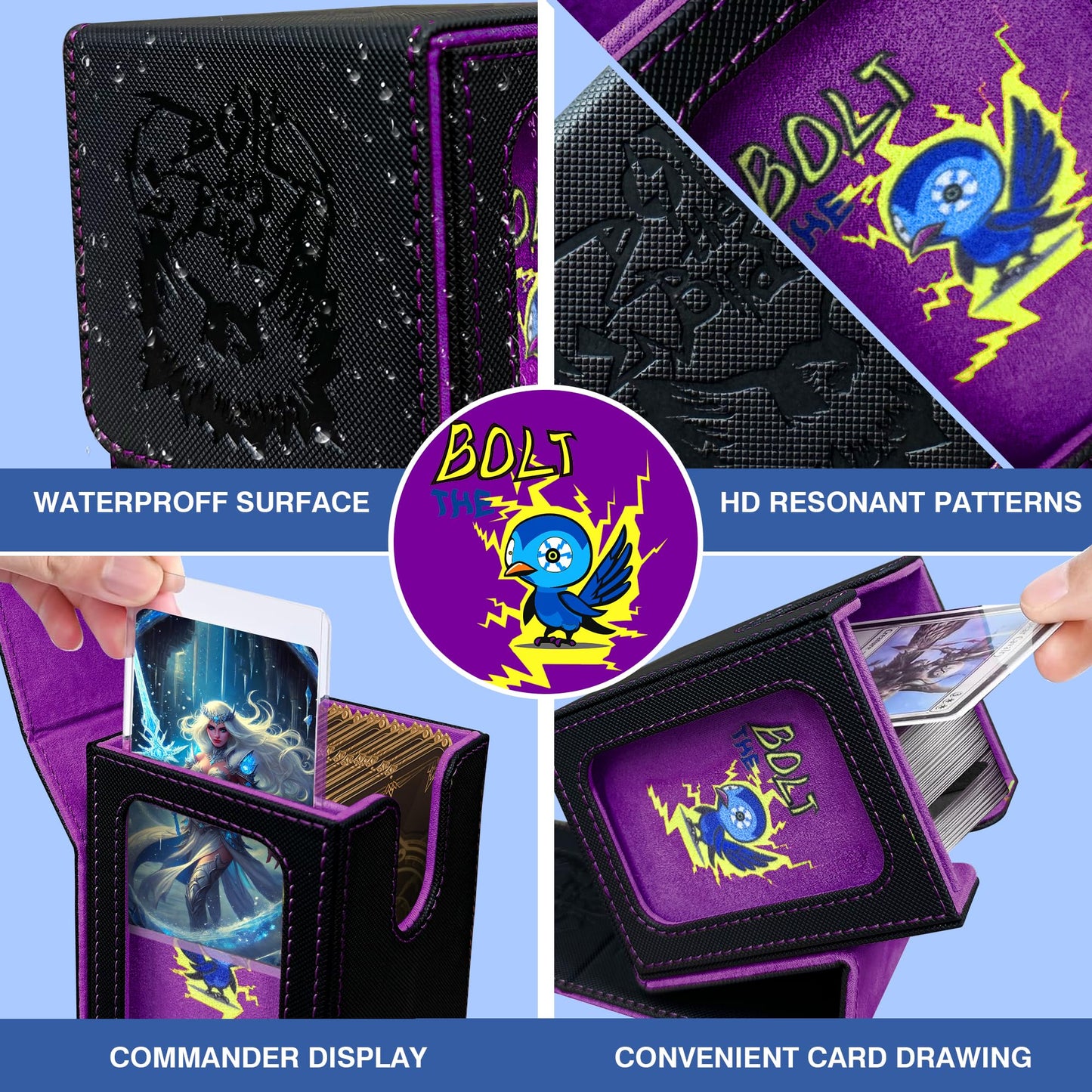 PROMAXIBINDER MTG Deck Box BTB for Commander Display, Fits 100 Double Sleeved Cards, 2 Dividers & 1 Toploader, Strong Magnet Lea