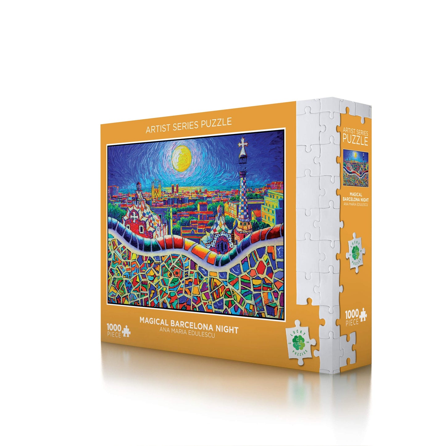 Lucky Puzzles 'Magical Barcelona Nigh'T - 1000 Piece Spanish Art Jigsaw Puzzle: Vibrant Abstract Cityscape - Explore Barcelona'S
