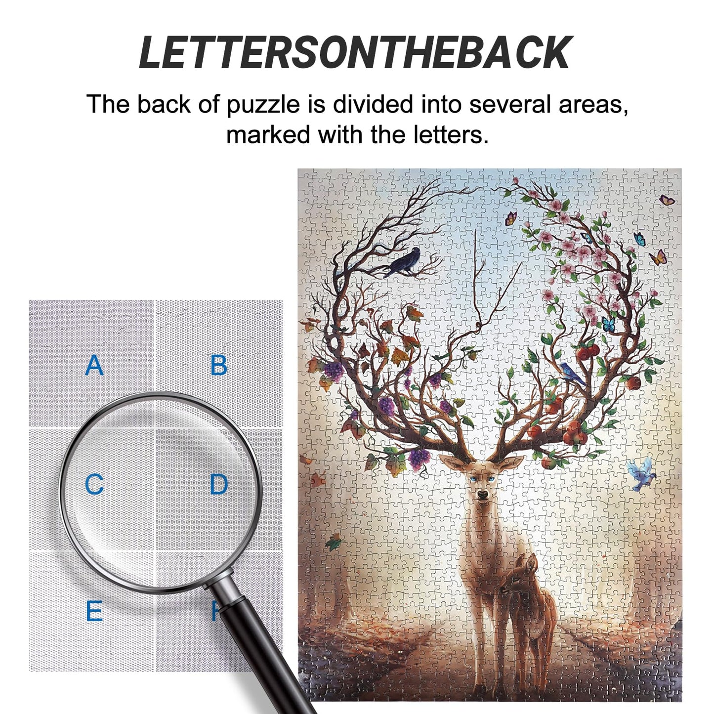 Color Reindeer Jigsaw Puzzles 1000 Pieces For Adults, Color Reindeer Puzzle, Impossible Difficult Challenge Puzzle,Jigsaw Puzzle