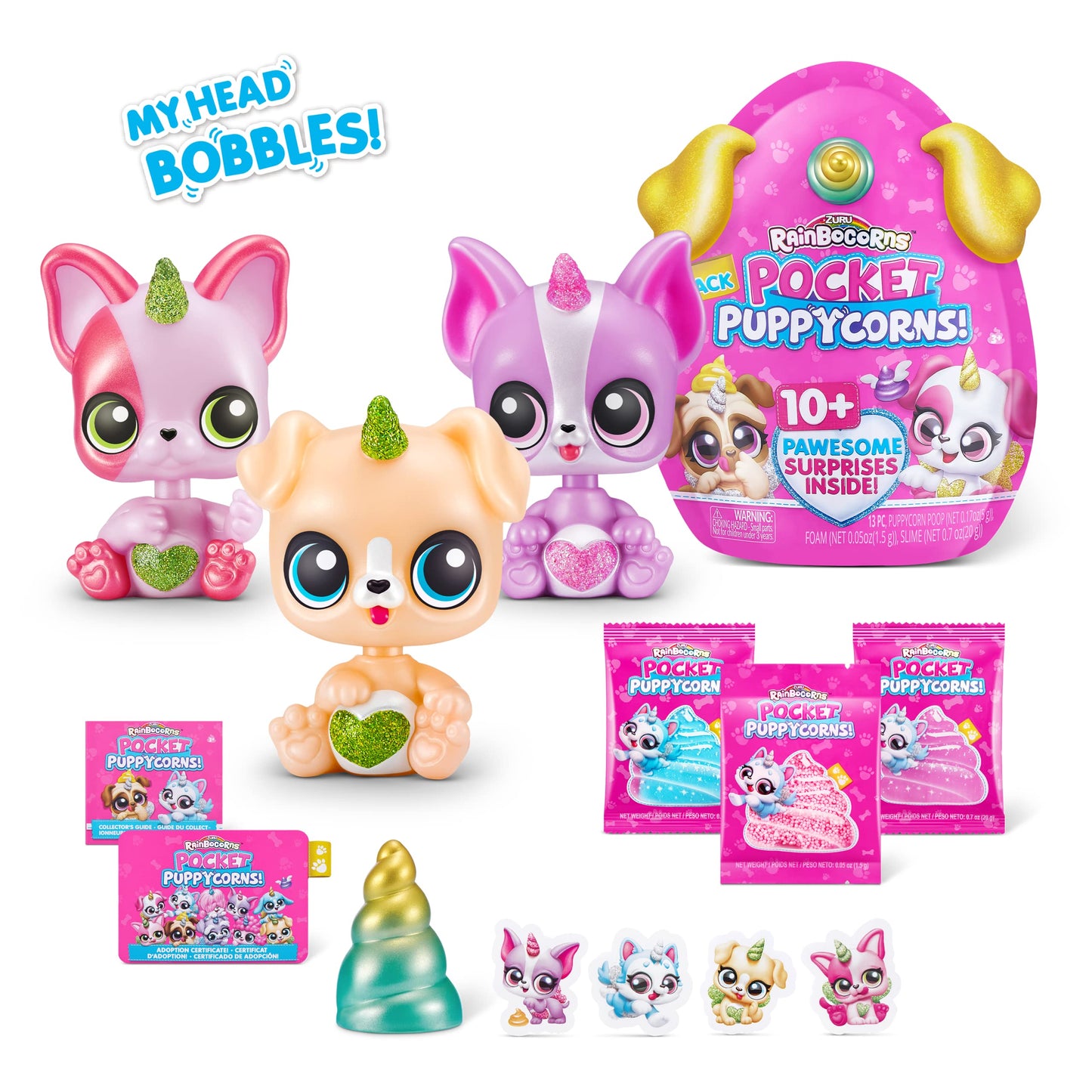 Rainbocorns Pocket Puppycorn 3 Pack By Zuru Toy Puppy Dog Mini Unboxing Girls Gifting Idea, Toys For Girls, Kid'S Birthday Gift