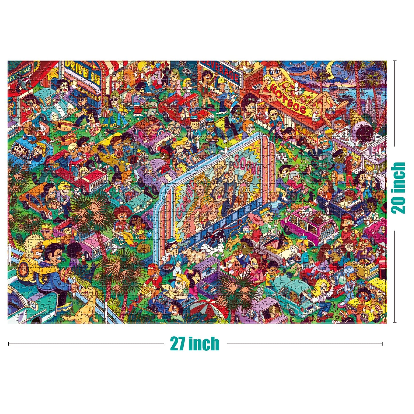 Antelope 2 in 1 1000 Piece Jigsaw Puzzle Bundle - Drive in Movie & Roller Coaster - Cardboard, Model: ANTELOPE-2IN1-1000PI