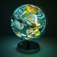 Exerz Illuminated World Globe 9.1-Inch Diameter Metal Base - Political Map (Day) Constellation Globe (Night) - 2 In 1 Light Up Cable Free Led Lamp