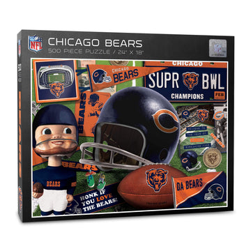 Youthefan Nfl Chicago Bears Retro Series Puzzle - 500 Pieces, Team Colors, Large