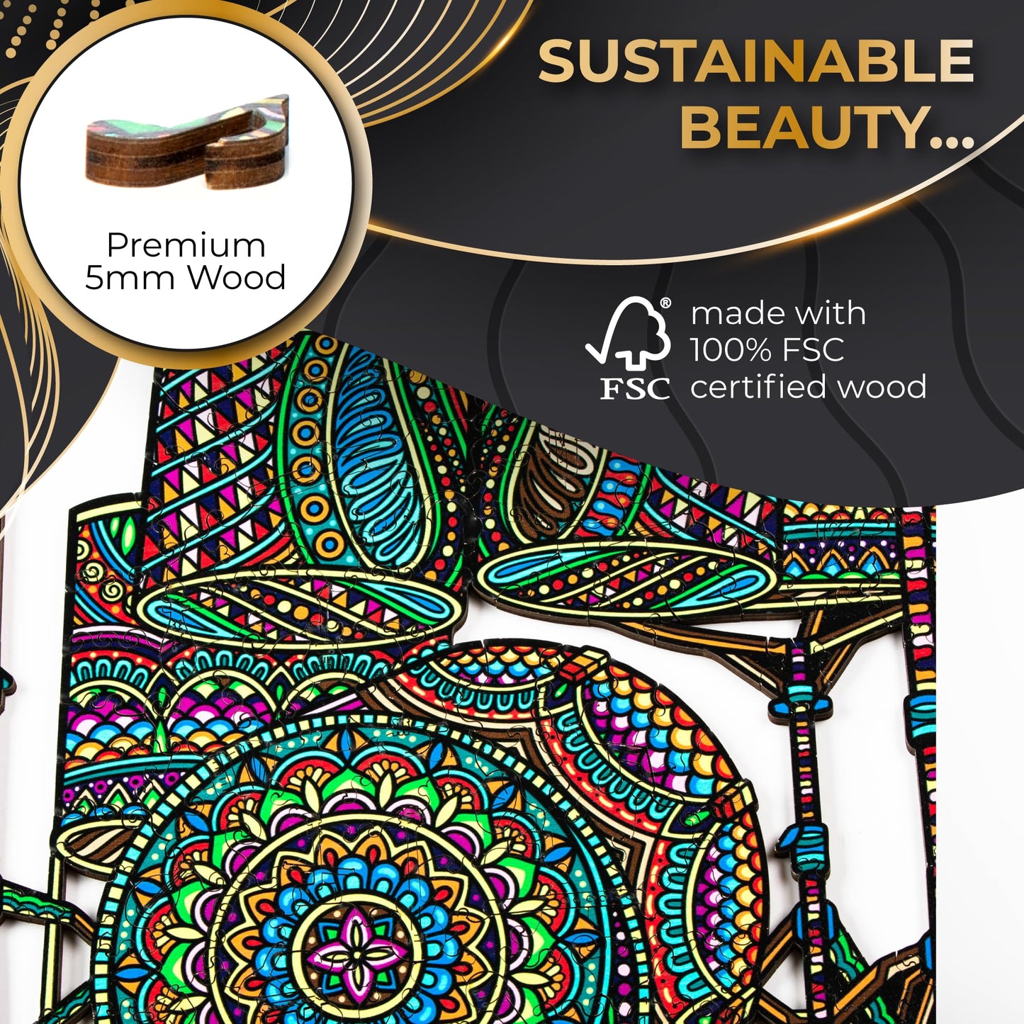 ZenChalet - Drum Set Wooden Jigsaw 200 Piece Puzzle - Unique Wooden Puzzles for mature-themeds  Cool Puzzle Brain Teaser - Unique Music Puzzle  Rompecabezas para mature-themedos