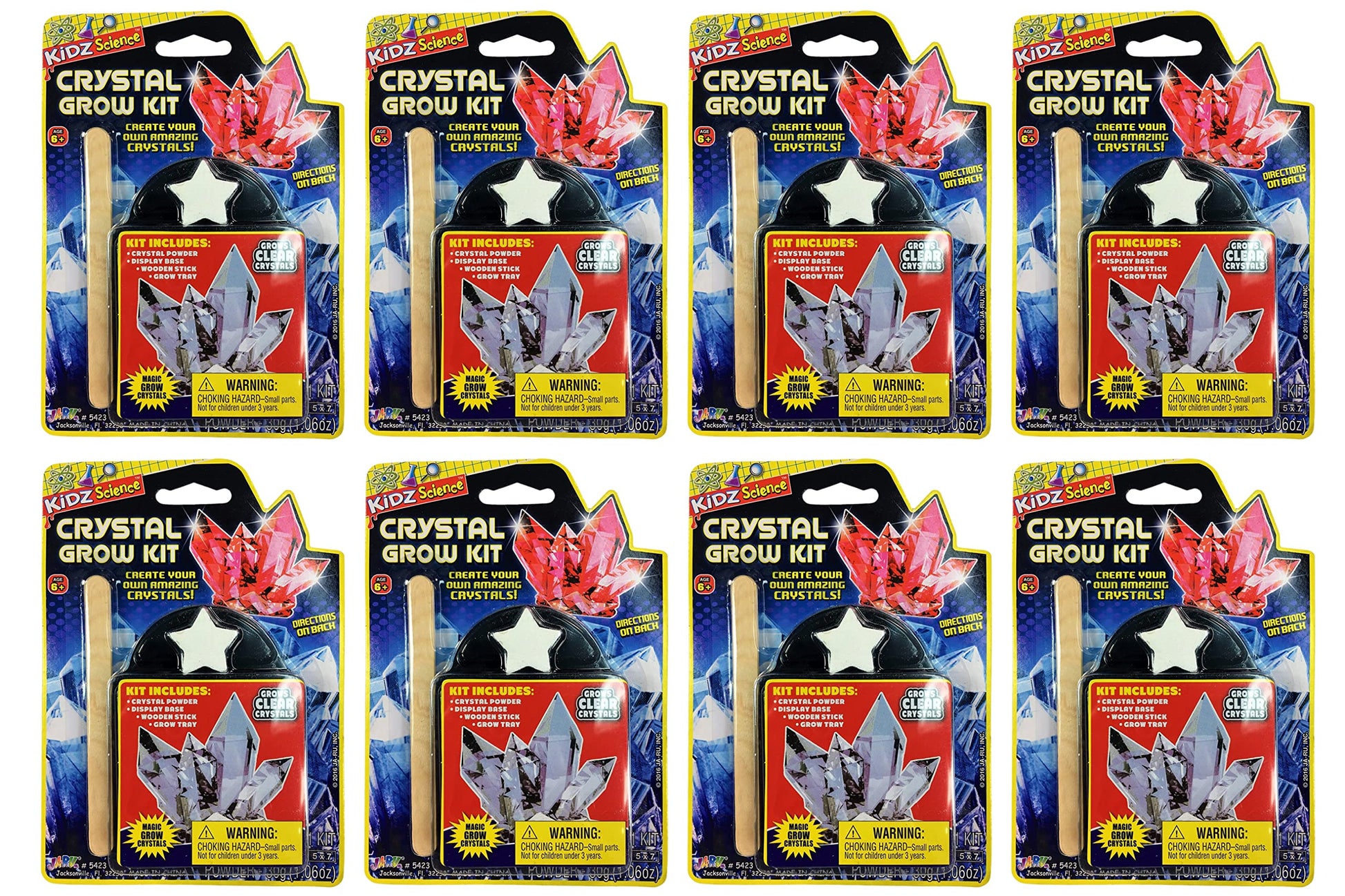 Ja-Ru Kids Science Crystal Grow Kit (8 Kits) Diy Stem Learning Toys For Growing Gemstones & Crystals - Cool Educational Science