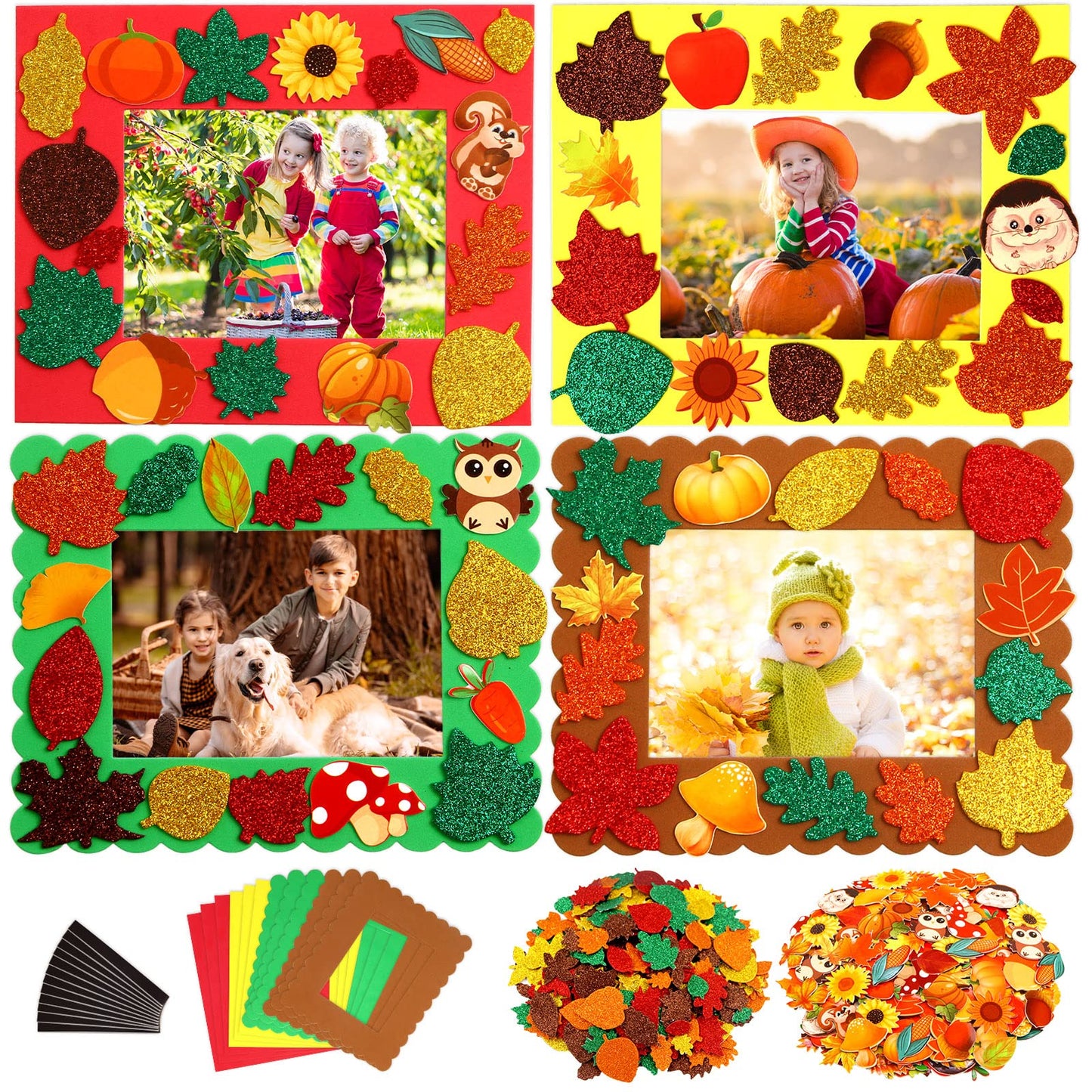 Fall Crafts for Kids Autumn Picture Frame Craft Kits Foam Crafts for Thanksgiving Toddlers Seasonal Decorations 12 Sets