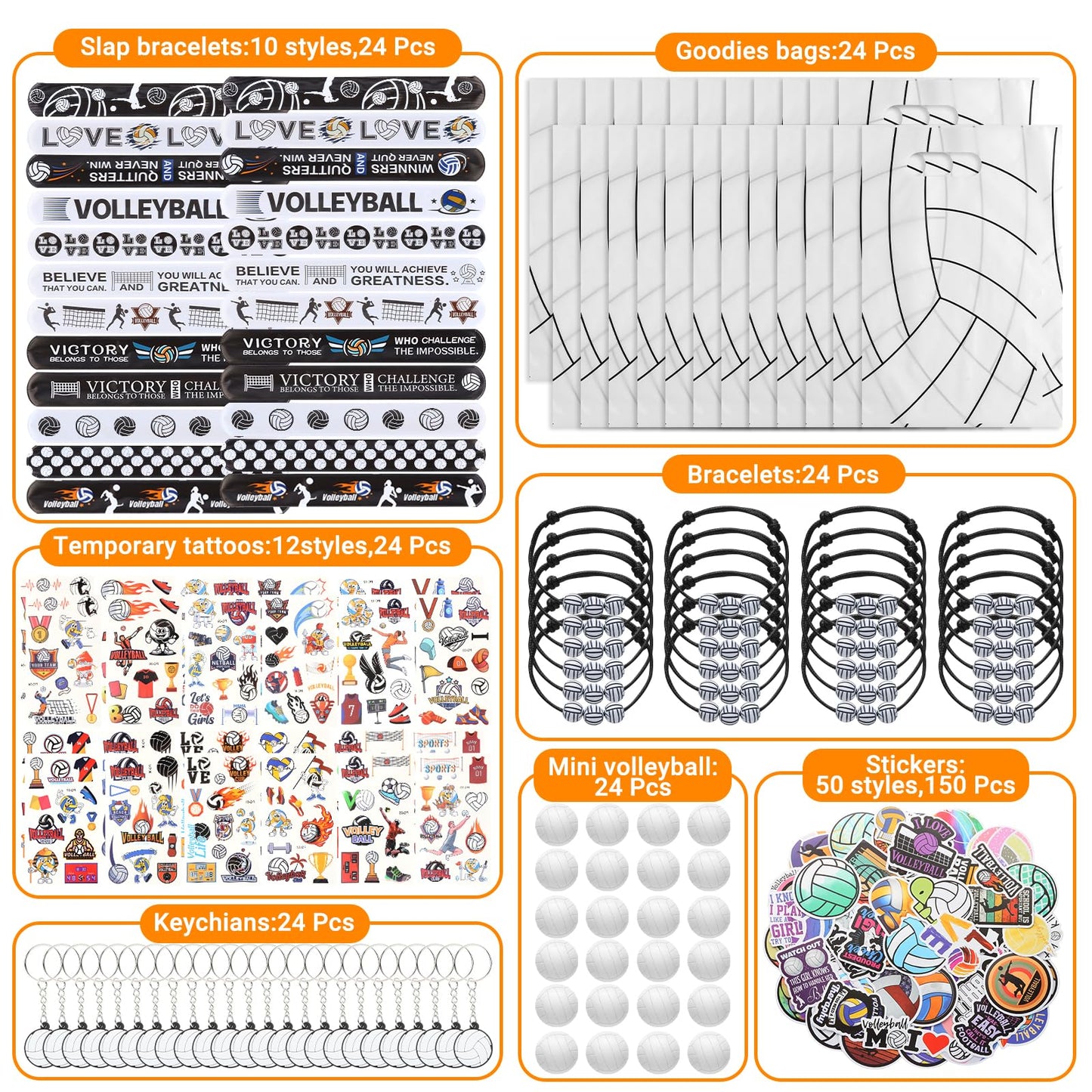 Kolewo4ever 295 Pieces Volleyball Party Favors Supplies Set Bulk Volleyball Goodie Bag Fillers for Sport Party Gifts Bags (Volle
