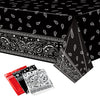 K1Tpde 3Pcs Bandana Party Tablecloths, Cholo Gangsta Theme Bandana Table Covers, Bandana Plastic Tablecloth, Cholo Themed Western Party Decorations For Adult, Red, White, Black Party Tablecloths