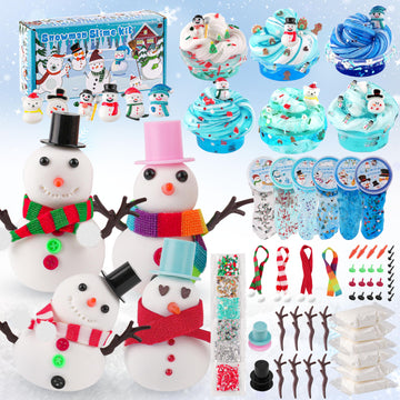 Lawoho Build A Snowman Kit With Clear Slime & Air Dry Clay For Kids, Christmas Crafts For Kids, Slime Kit For Kids, Christmas Gifts For Kids, Stocking Stuffers For Kids Christmas Crafts Snowman Kit