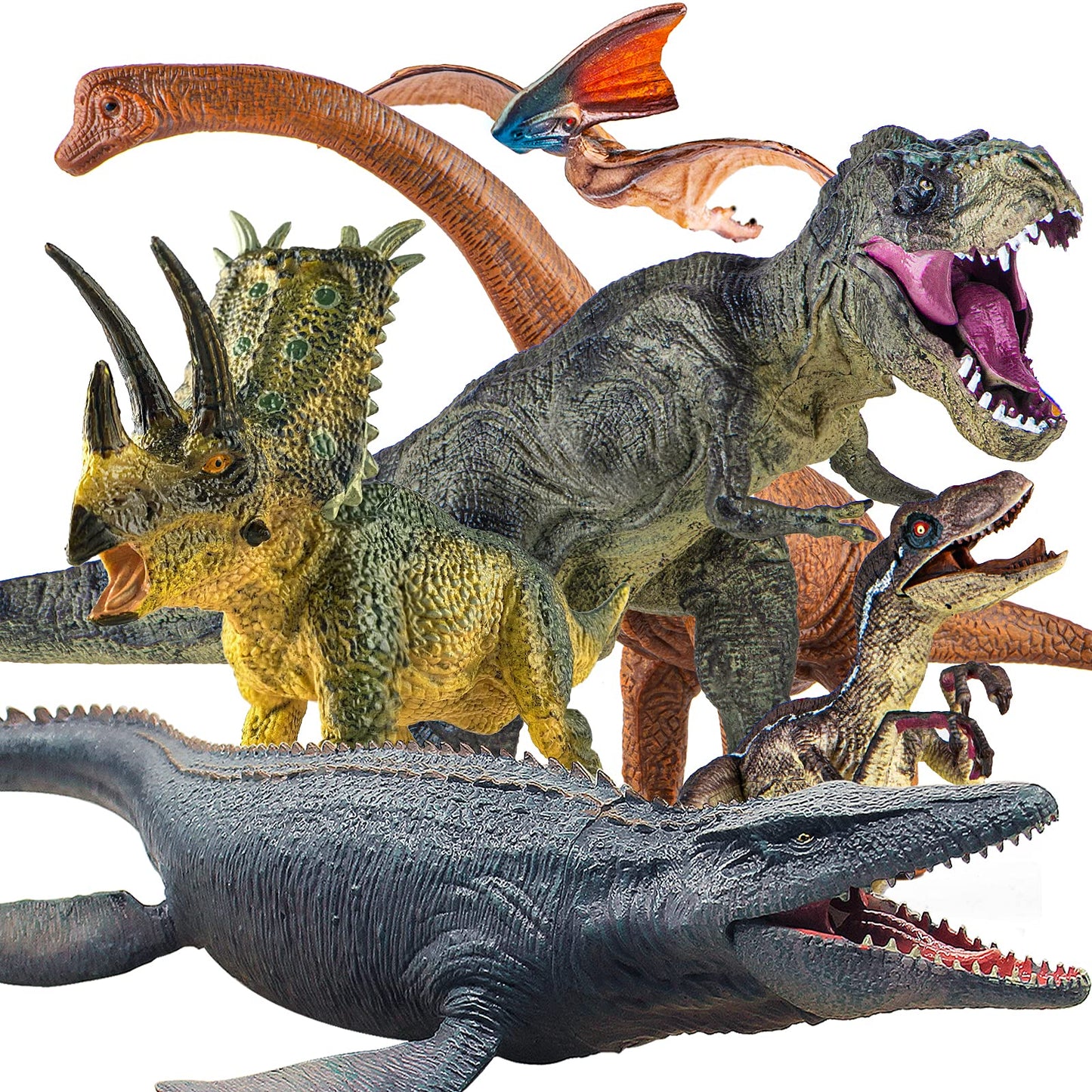 Lavesom Jumbo Dinosaur Toy Set - 6PCS Realistic Plastic Dinosaurs for Kids 3-7 Years, Green Playset for Boys and Girls