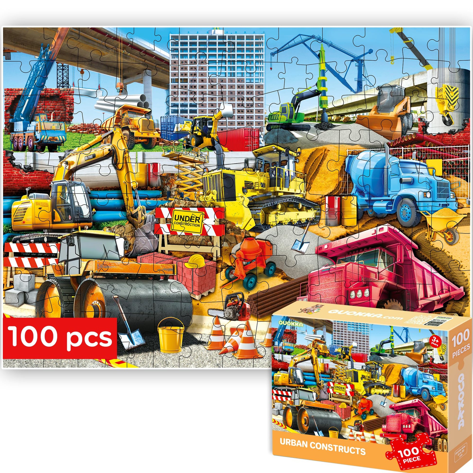 Quokka 100 Piece Puzzles For Kids Ages 4-6 - Floor Kids Puzzles Ages 6-8 Year Old - Toy For Learning Cars For 8-10 Yo - Jigsaw T