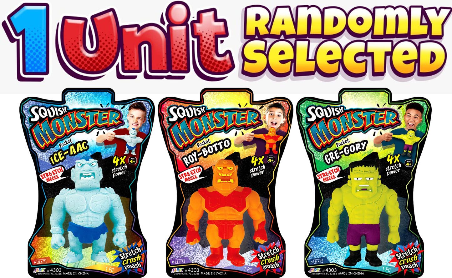 JA-RU Stretchy Monster Toy - 3.5" Halloween Fidget Toy, Assorted Colors, Calming Silicone Stress Relief for Kids & Party Favors