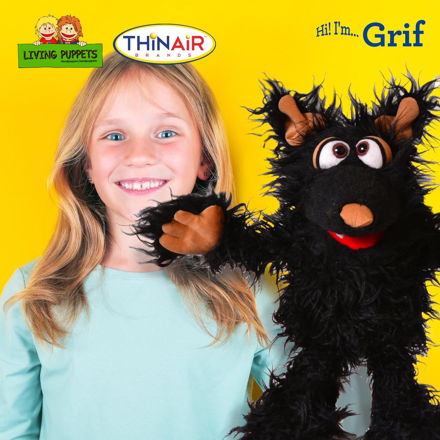 Living Puppets 12-Inch Plush Black Dog Hand Puppet - Fine European Design  Ultra-Soft and Cuddly  Promotes Child Development  Safety Certified  Teacher-Recommended for Boys and Girls