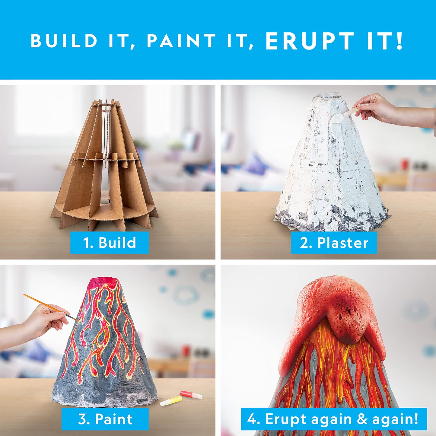 Blue Marble National Geographic Jumbo Volcano Science Kit - 18'' Giant Volcano With Multiple Eruptions, Science Experiments, Sci