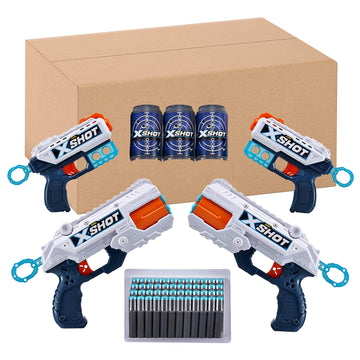 Xshot Excel Double Kickback Double Reflex 6 Foam Dart Blaster Combo Value Pack (48 Darts, 3 Cans) By Zuru, 36354