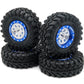 HOBBYSOUL Adjustable Offset RC 1.0 Wheels and Tires, 1/24 Tires & Heavy 1.0 Beadlock Wheels Blue Silver for 1:24 RC Crawler Axia