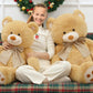 Morismos 4 Feet Giant Teddy Bear Stuffed Animal, 47' Large Tan Teddy Bear Plush With Footprints And Big Bow, Valentines Christmas For Girlfriend, Wife, Girls, Baby Shower Decor