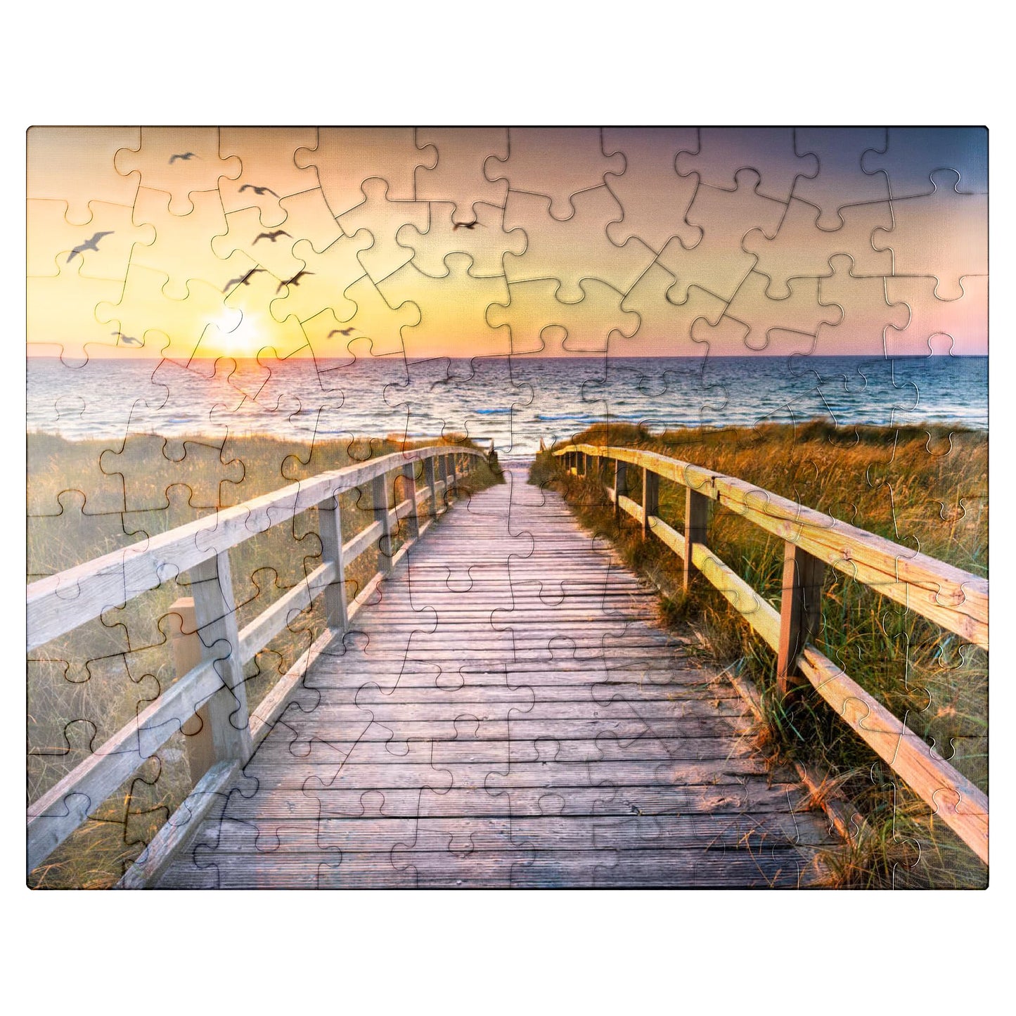 Mypuzzle Sunset On Dune Beach In The North Sea - Premium 100 Piece Jigsaw Puzzle For Adults