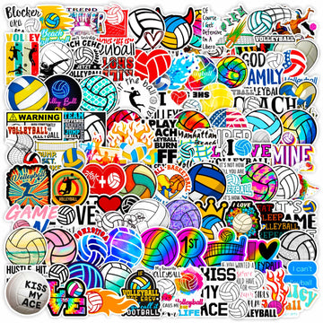 Dothrayan Volleyball Stickers, 100Pcs Volleyball Water Bottle Stickers, Vinyl Waterproof Volleyball Sports Stickers Pack, Volley
