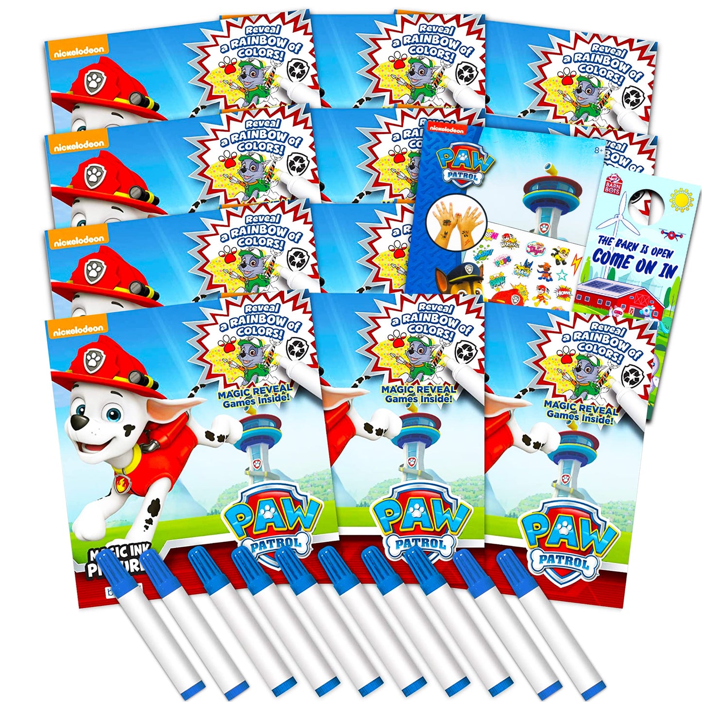 Nickelodeon Imagine Ink Coloring Book Set for Girls Boys - 12 Pack No Mess with Paw Patrol Stickers (Paw Patrol Party Favors Bun