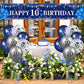Blue 10Th Birthday Decorations For Boys Girls, Navy Blue Silver Happy 10Th Birthday Banner And 10Th Birthday Balloons For 10Th Birthday Anniversary Party Supplies, Tenth Year Old Party Decorations