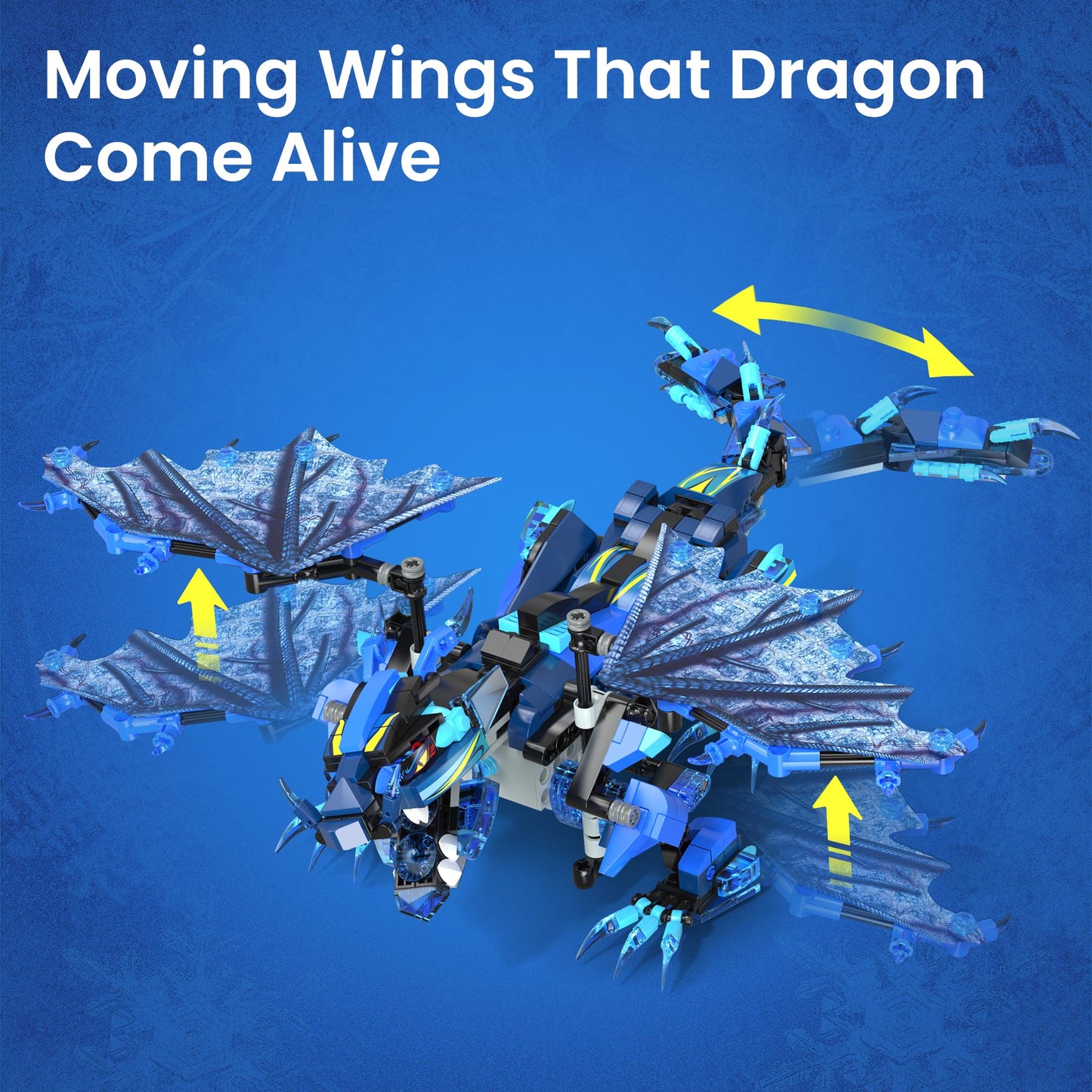 Sillbird Dragon Building Kit - Remote Control STEM Toy for Kids, 549 Pieces, Blue, Ages 8-12, Plastic Construction