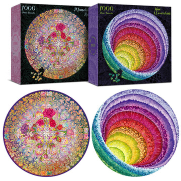 Antelope 2 In 1 1000 Piece Puzzle Bundle - Hue Wormhole - 1000 Piece Jigsaw Puzzle Bundle With Mandalic Rose - 1000 Piece Jigsaw Puzzle