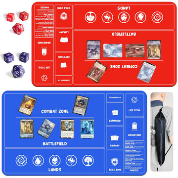 Card Game Playmats MTG Playmat for Beginner 2 Pack with Dices, Magic Mat Commander Deck Card Playmat for TCG MTG Accessories Pla