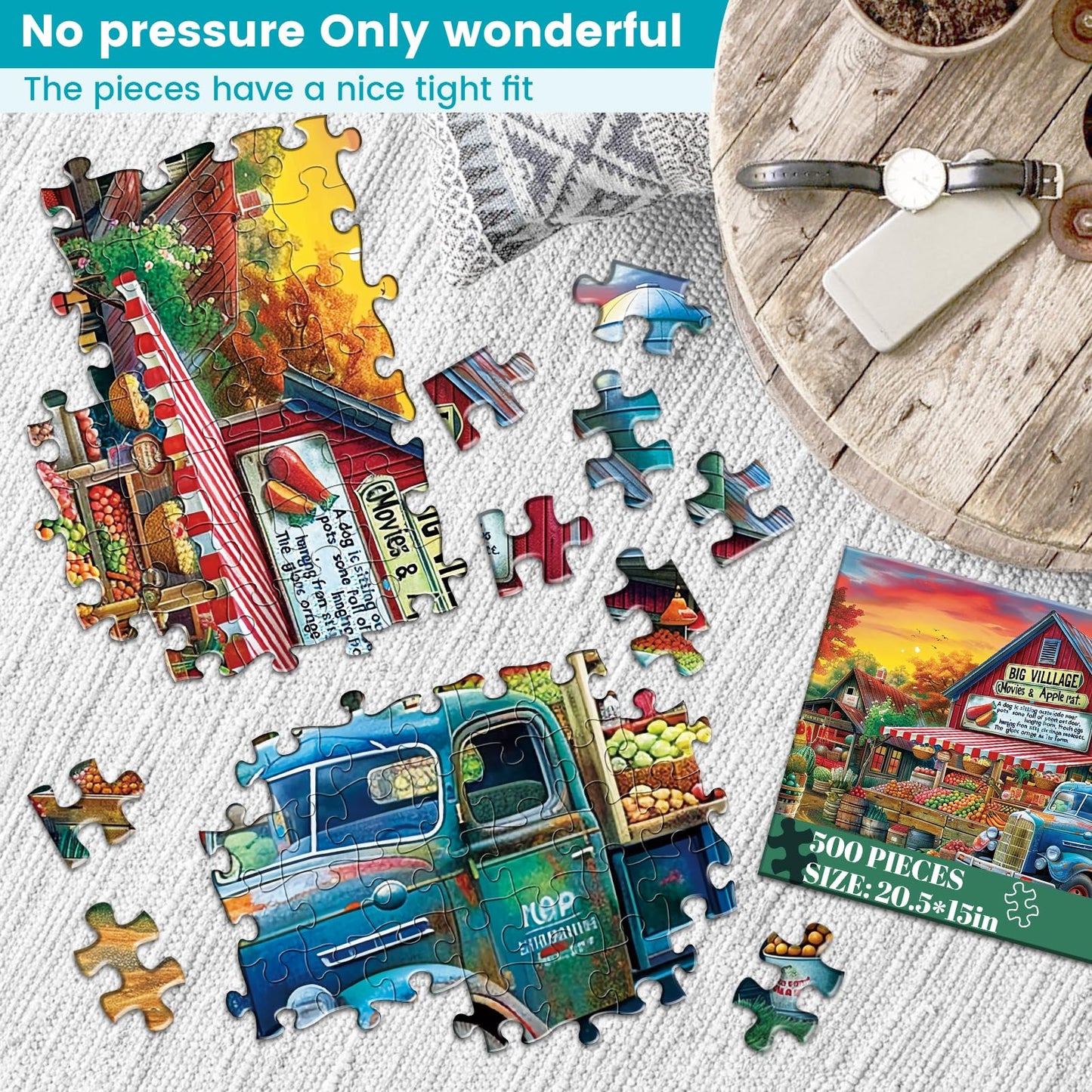 500 Pieces Jigsaw Puzzles For Adults-Country Store Puzzle For Adults Children Elderly-Recycled Paper Puzzle 500 Pieces-Glossy, S