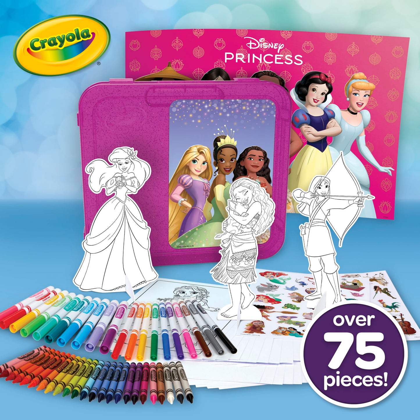 Crayola Disney Princess Art Case (75ct) Art Kit for Kids, Art Supplies, Disney Coloring Set, Disney Toys, Gift for Girls & Boys