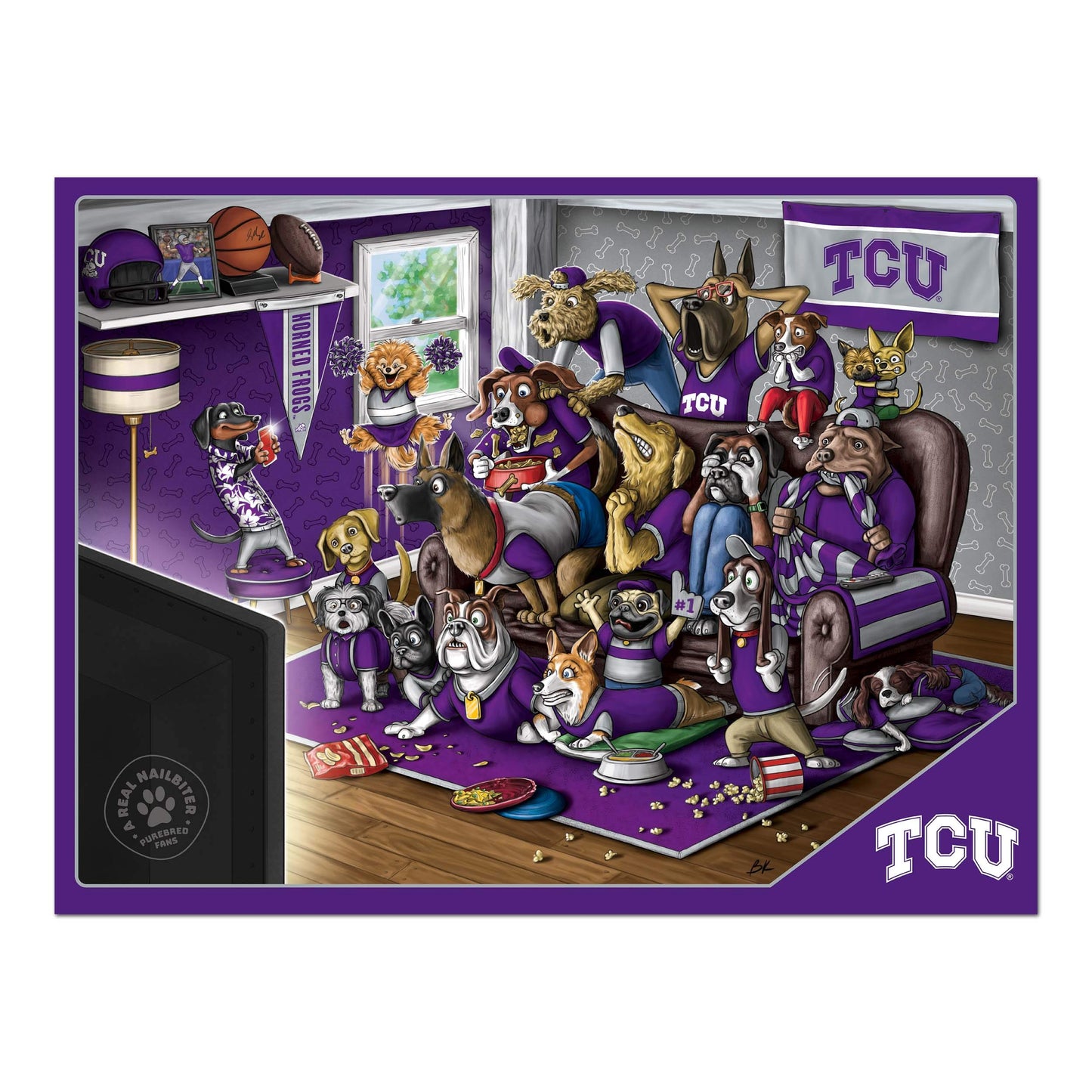 Youthefan Ncaa Tcu Horned Frogs Purebred Fans 500Pc Puzzle - A Real Nailbiter
