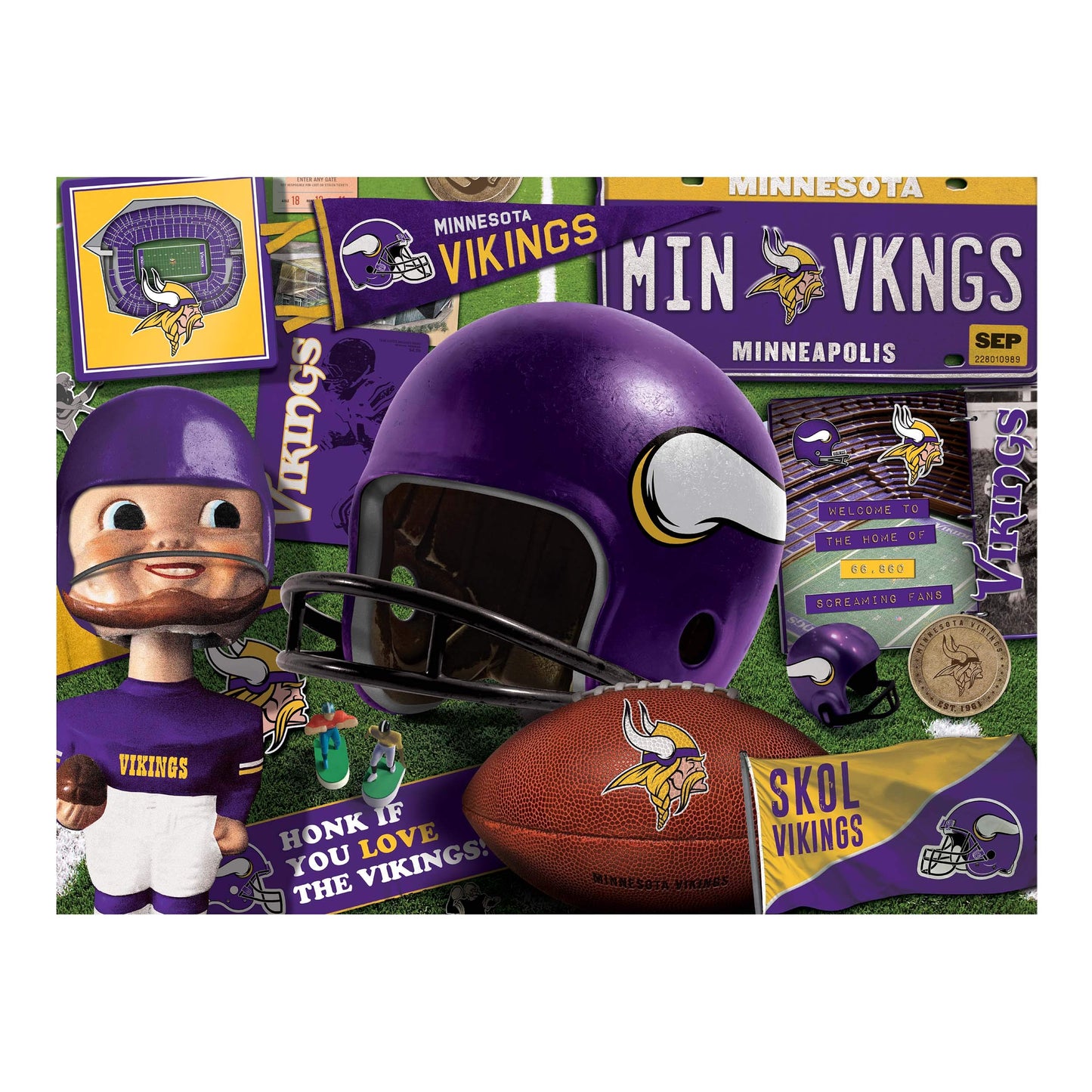 YouTheFan NFL Minnesota Vikings Puzzle - 500 Pieces, Cardboard, Team Colors, Model 0951407