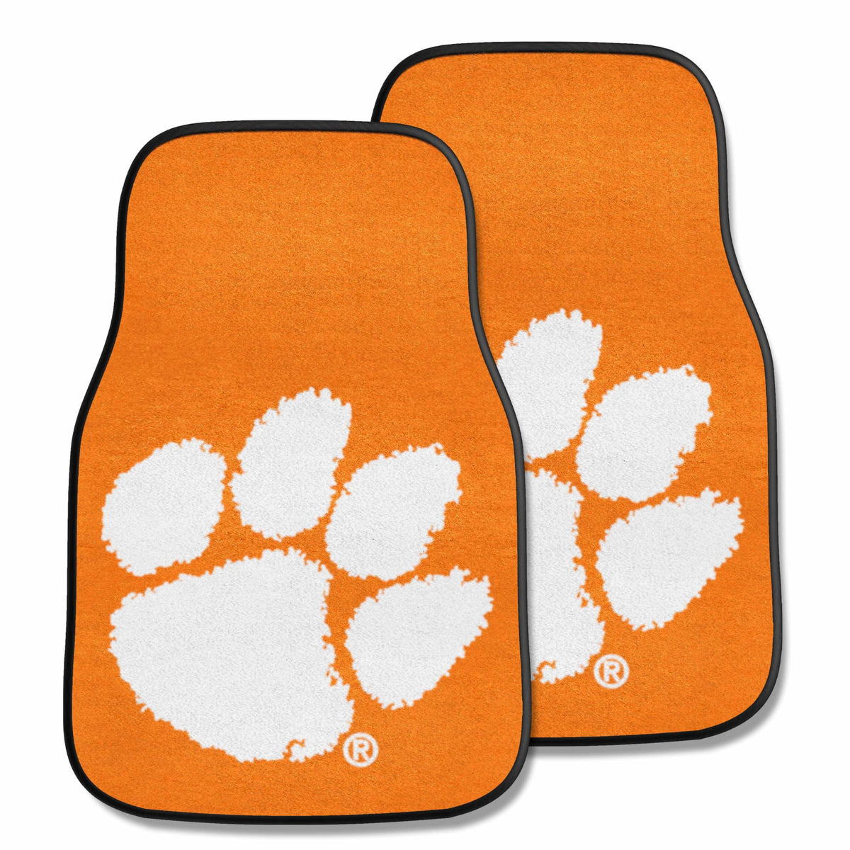 FANMATS 10234 Clemson Tigers Front 2-Piece Team Logo Carpet Car Mat Set, Front Row Automotive Floor Mats, Non-Slip Backing, Team