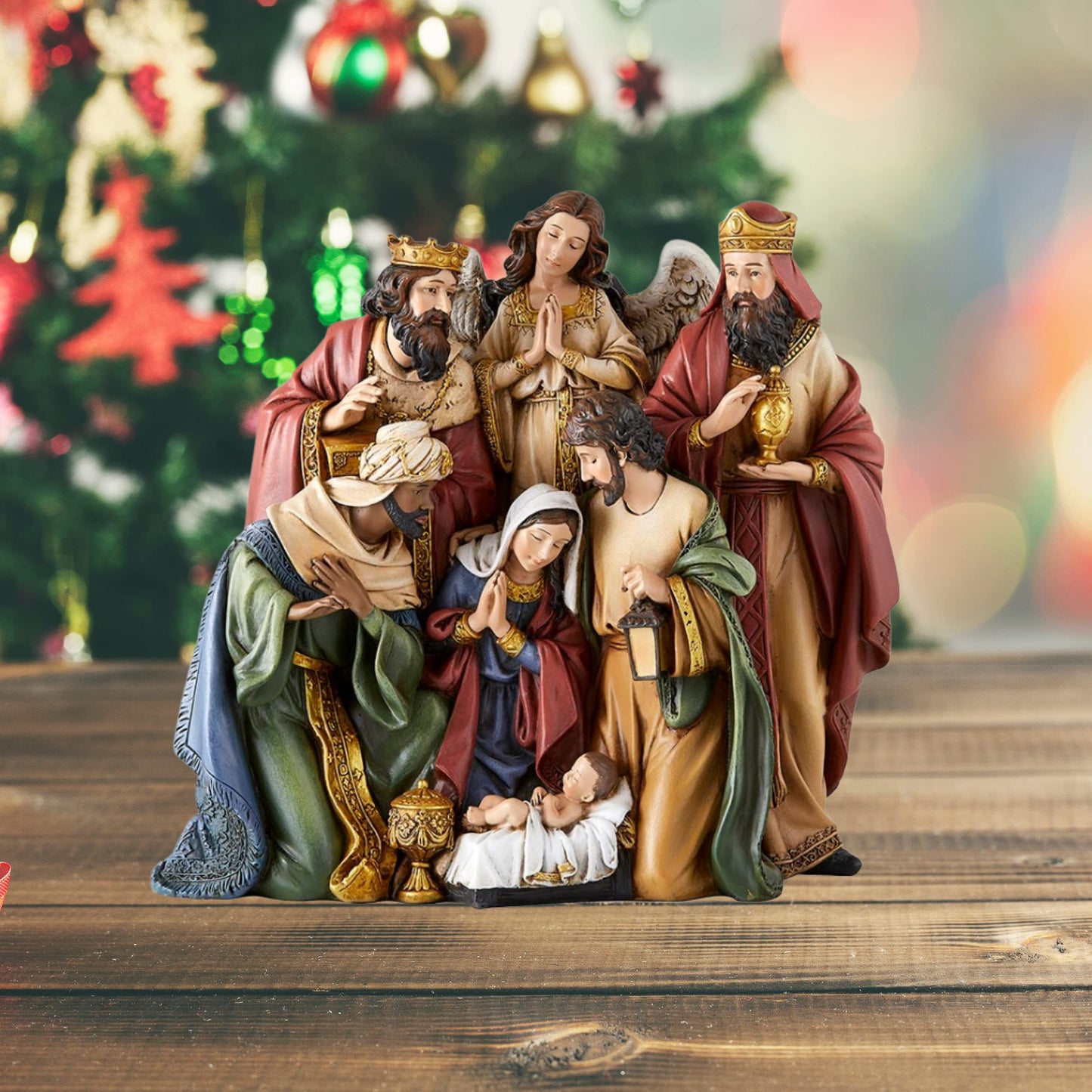 Avalon Gallery Christmas Nativity Sets Indoor Home Decor Figurine, Hand Sculpted Manger Scene Religious Christmas Table Top Decorations For Holidays, 8.75 Inches