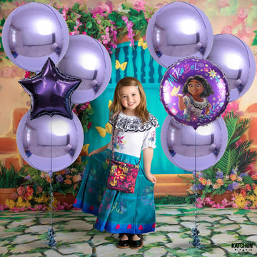 Katchon, Big Purple Mylar Balloons - 22 Inch, Pack Of 6 | 4D Round Balloons, Light Purple Foil Balloons | Purple Metallic Lavender Balloons For Lavender Party Decorations | Metallic Purple Balloons