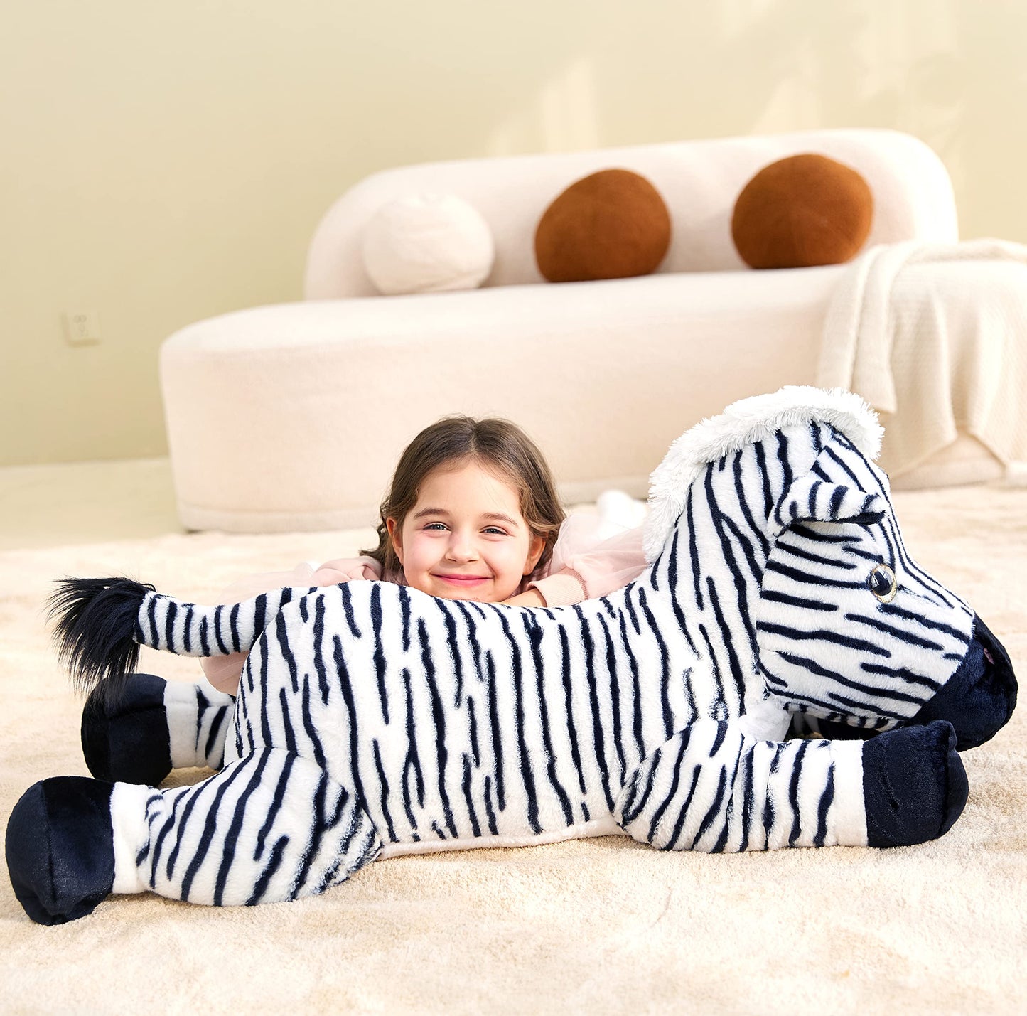 Ikasa Large Zebra Stuffed Animal Plush Toy,30' Giant Zebra Cute Jumbo Soft Toys,Huge Big Size Plushy Fluffy Fat Oversized Plushie,Gifts For Kids