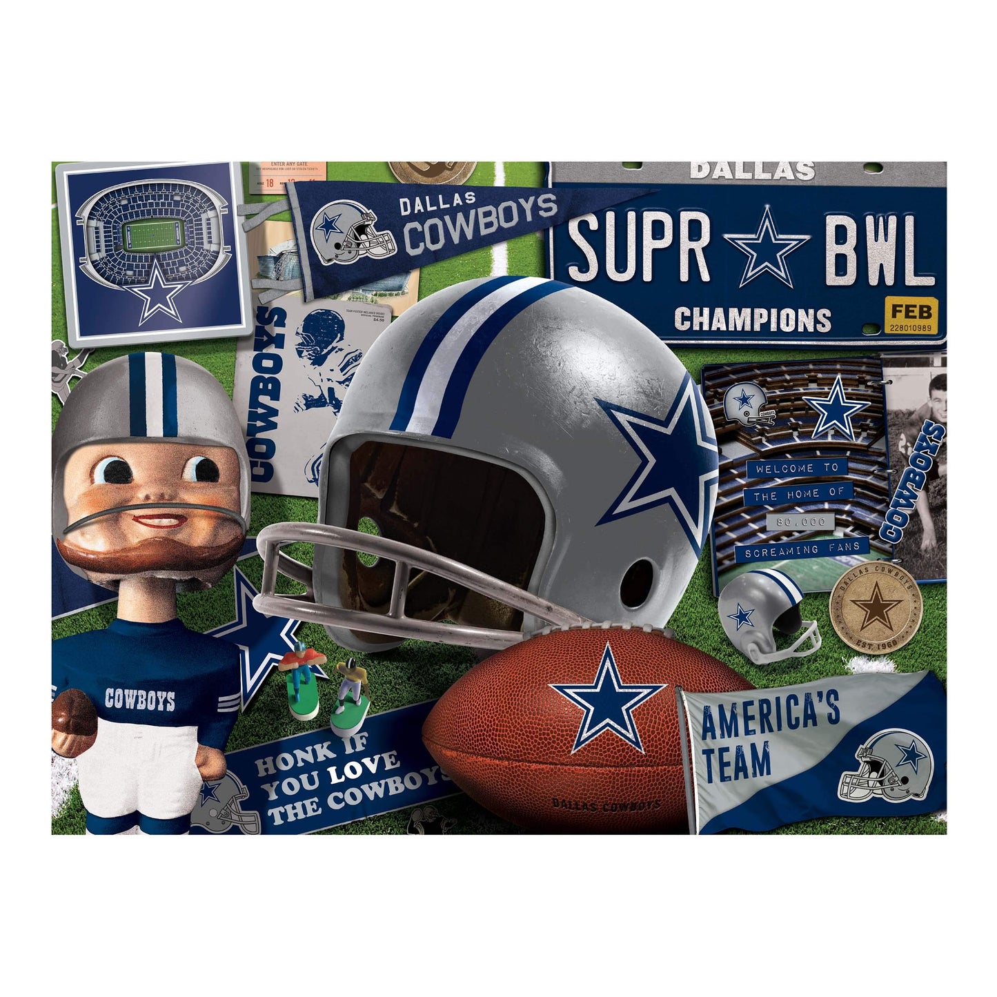 YouTheFan NFL Dallas Cowboys Retro Puzzle - 500 Pieces, Cardboard, Team Colors, Model 0951292