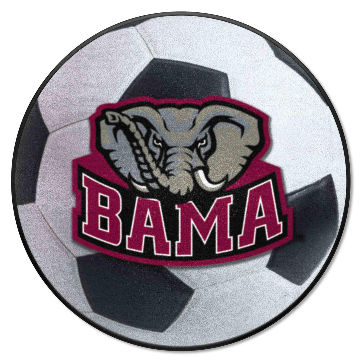 FANMATS 3757 Alabama Crimson Tide Soccer Ball Rug - 27in. Diameter - Elephant Logo