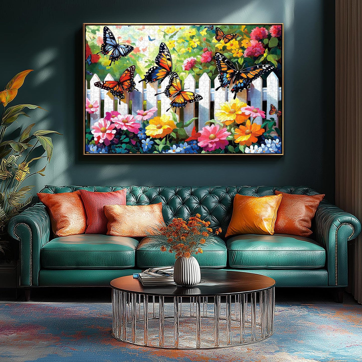 500-Piece Jigsaw Puzzle for mature-themeds Butterfly Garden Spring Colorful Flowers 500pc mature-themed Puzzles Nature-Themed Flower Puzzle  Challenging Yet Relaxing Activity  Gift for Puzzle Lovers(23 x15 )