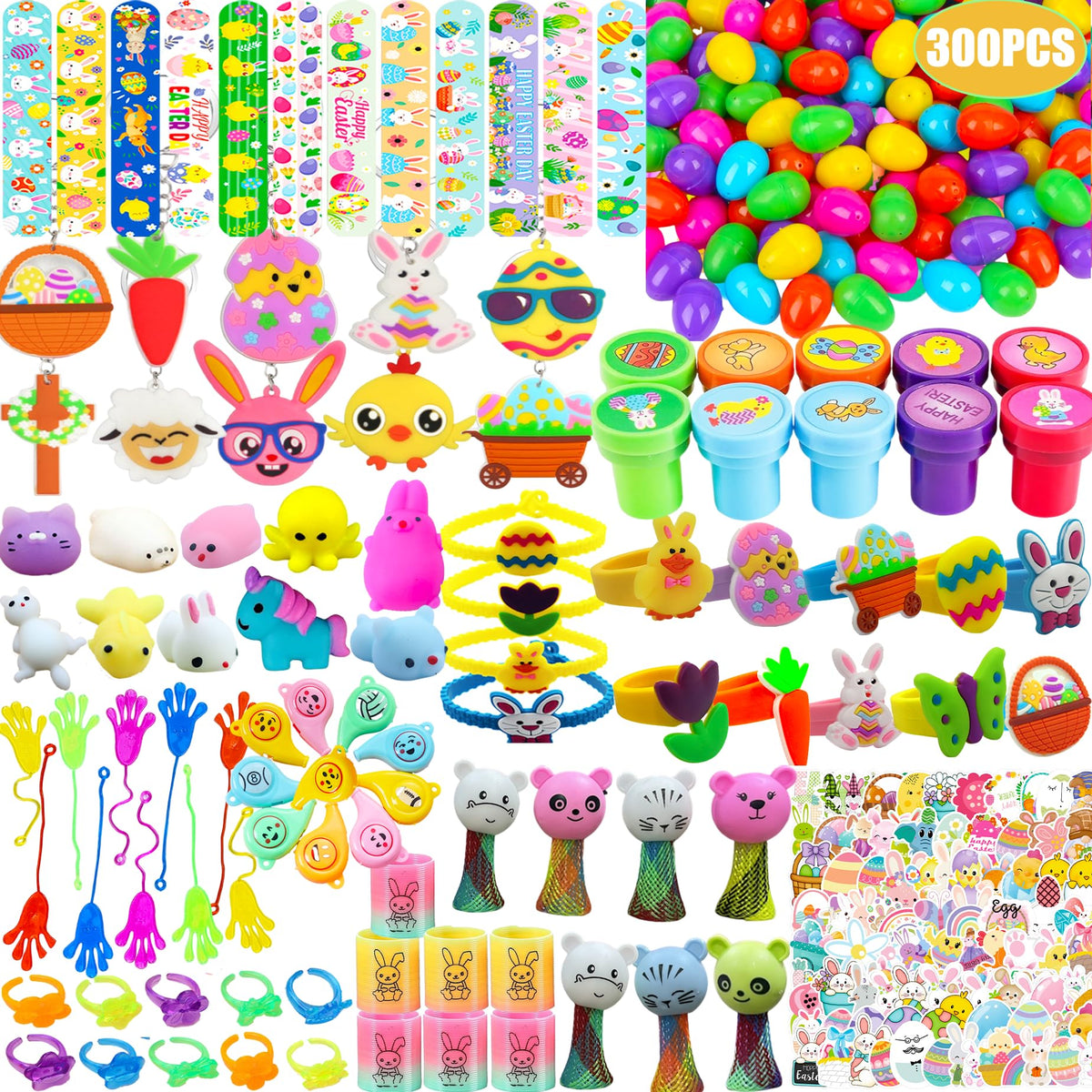 300Pcs Bulk Easter Eggs With Toys Inside Easter Eggs Fillers Plastic Eggs For Easter Egg Hunt 100 Pack Easter Basket Stuffers Fi