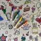 The Coloring Table - Birthday/Celebration Design - Rectangle Tablecloth - Fabric Coloring Tablecloth - Colorable Designs - Washa