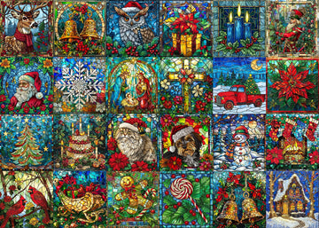 Buhah Advent Calendar 2024 Puzzles For Adults 1000 Piece Stained Glass Puzzle Christmas Countdown Calendar Santa Claus Jigsaw Pu