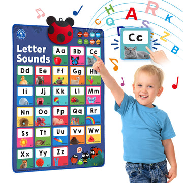 LEARNING BUGS Interactive Phonics Poster for Preschool & Kindergarten, Ages 3+, Model LBP2201, Multi-Color (Red, Green, Blue, Yellow)