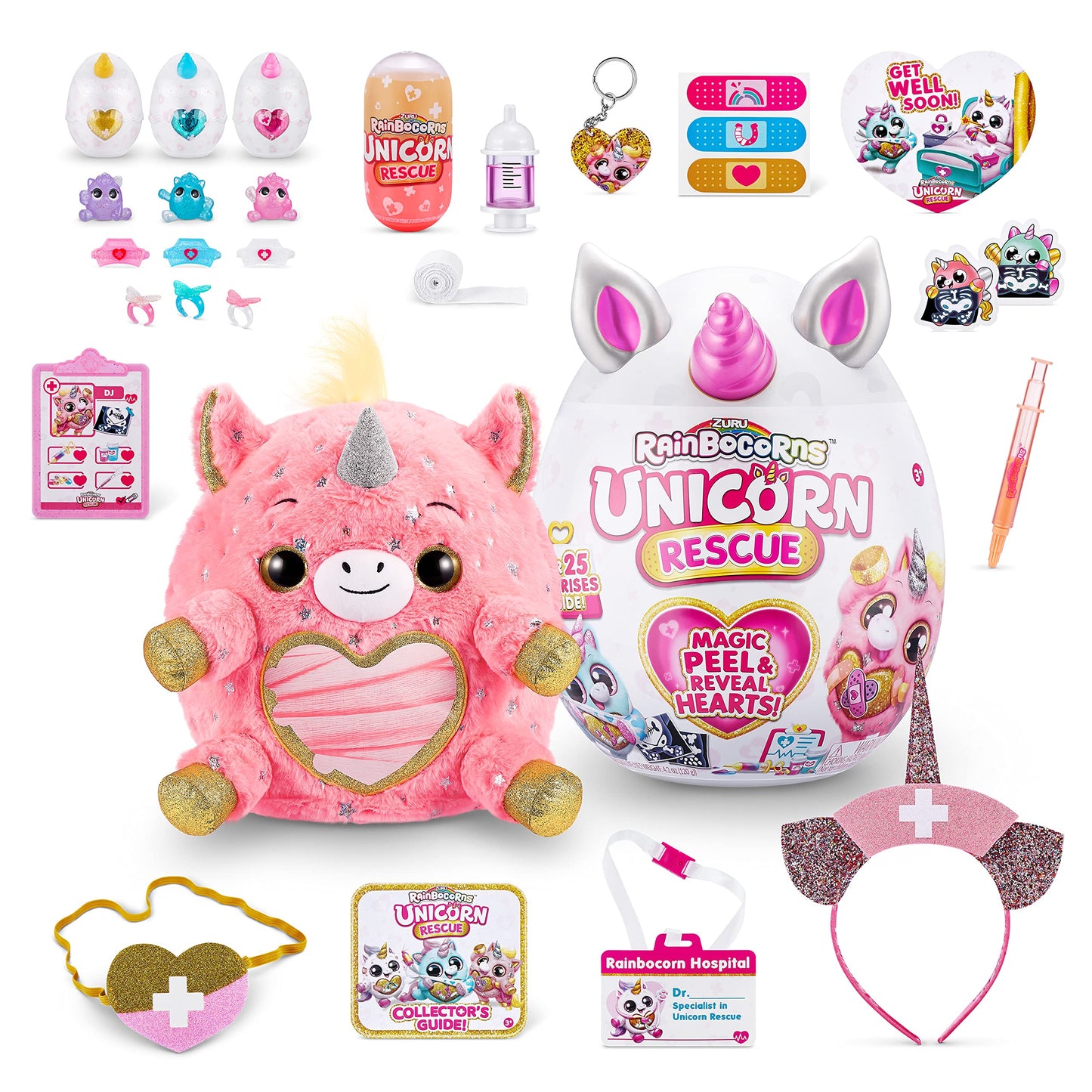 Rainbocorns Unicorn Rescue Surprise (Pink) By Zuru, Easter Basket Stuffers, Collectible Plush Stuffed Animal, Egg Toys, Sticker