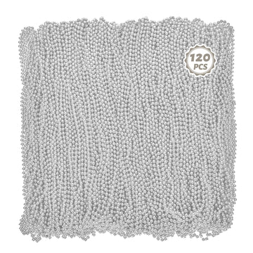 Mardi Gras Beads Necklaces, 120Pcs Bead Necklace, 33 In Mardi Gras Beads, Silver Party Beads, Parade Throws Bulk For Christmas P