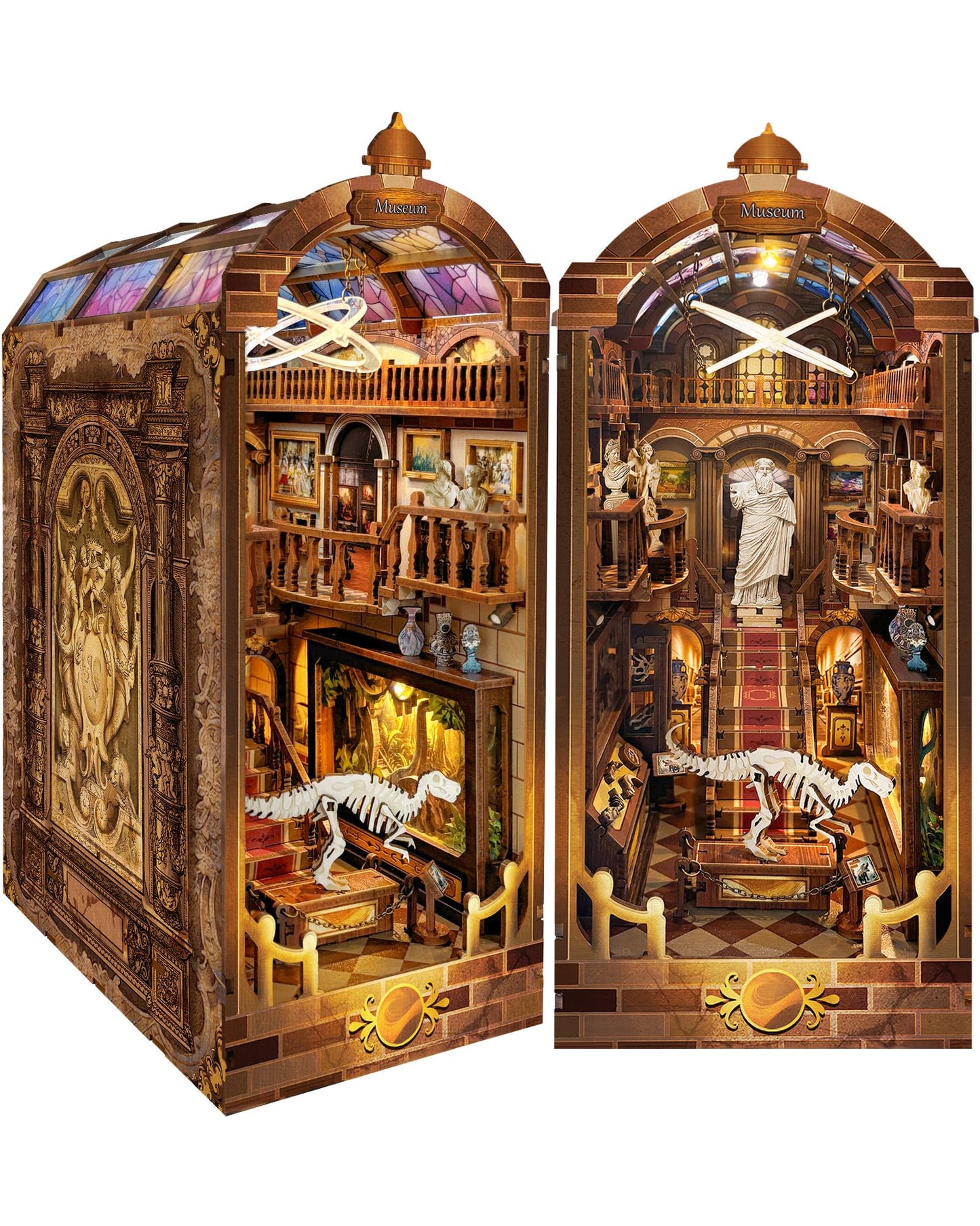 Quanquer Diy Book Nook Kit:Diy Dollhouse Booknook With Led Light - 3D Wooden Puzzle Miniature House Kits - Creative Diy Crafts For Adults - Bookshelf Insert Decor - Gifts Friends Festival(Museum)